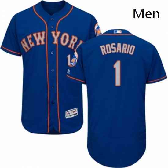 Mens Majestic New York Mets 1 Amed Rosario RoyalGray Alternate Flex Base Authentic Collection MLB Jersey